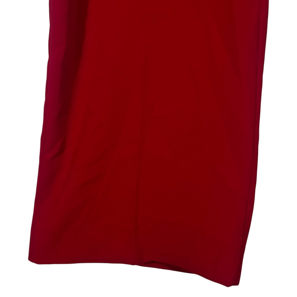 Zara Woman Wide Leg High Waist Solid Crepe Trousers Red Office Chic Size XL - Picture 7 of 7